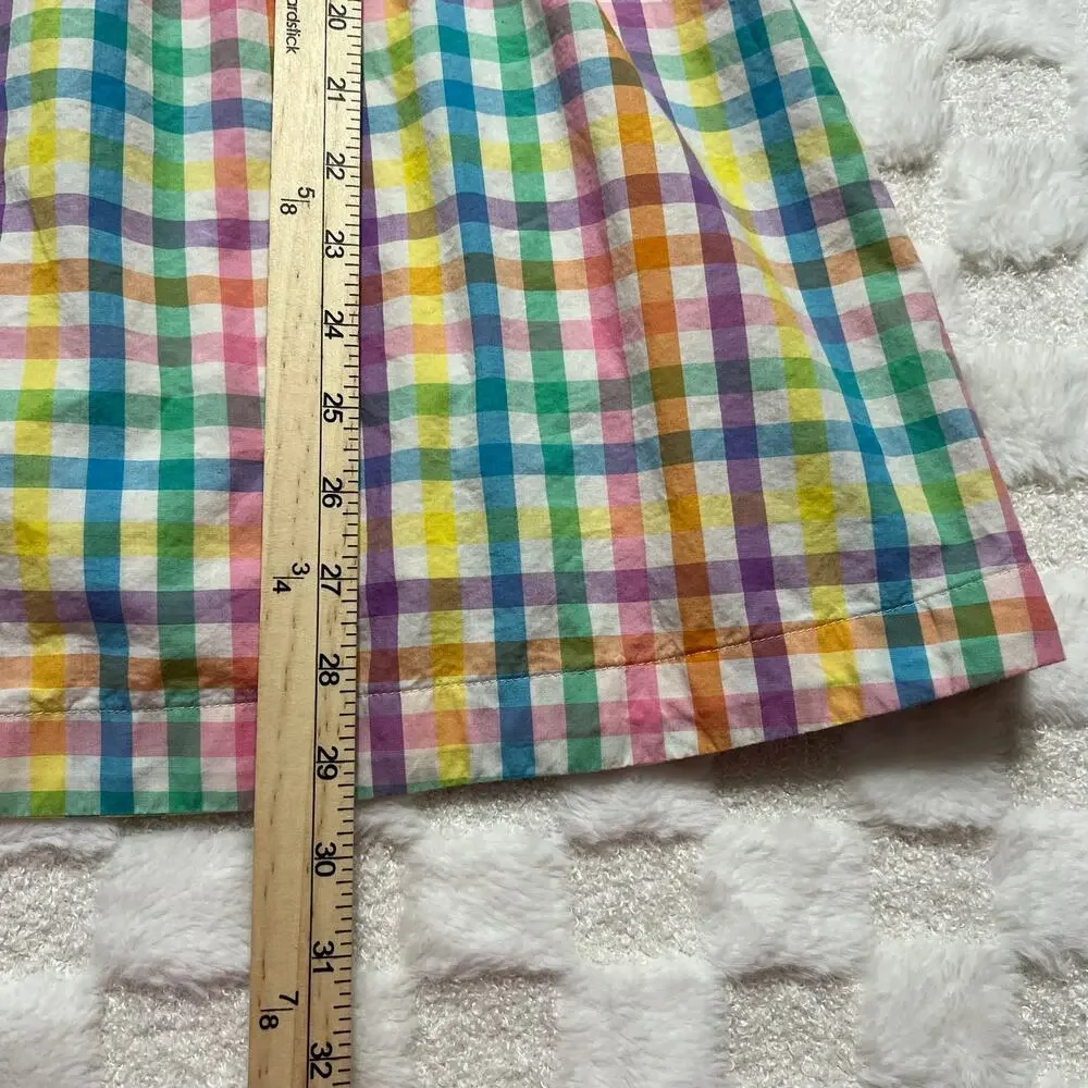 Crewcuts J Crew Girls 10 Rainbow Gingham Madras Ruffle Dress Cotton